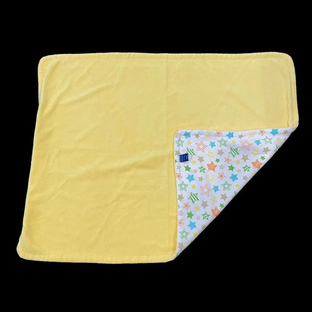 Falls Creek‎ Fleece Baby Blanket Striped Stars Yellow Green Plush 2011 30”x38”